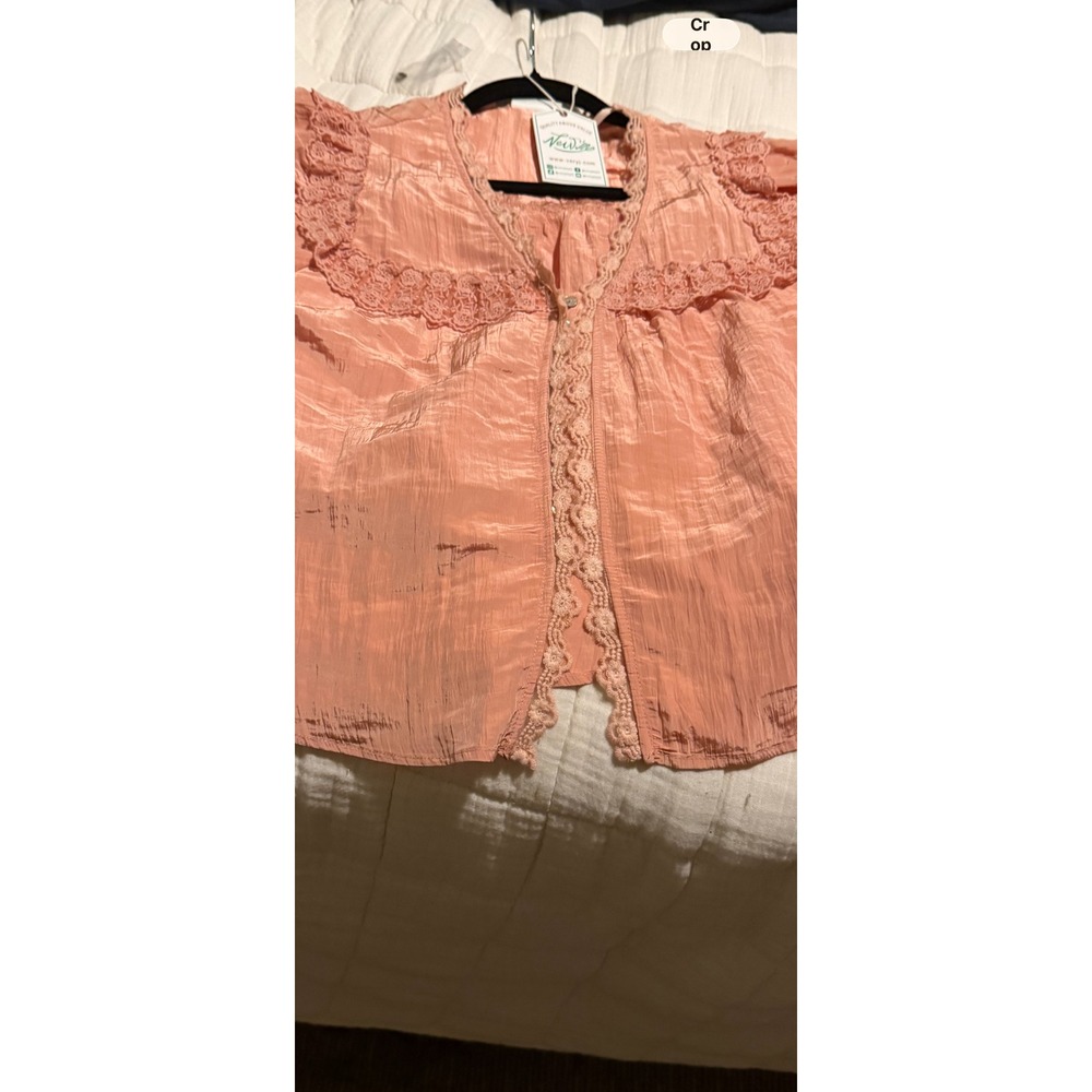 New J Very J 2 Piece Set Bloomer Pants and Lace Trim Top Terracotta Peach Medium - Picture 4 of 12